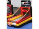 Vibrant red and yellow inflatable water slide rental in Dallas features dual lanes for maximum summer party fun in McKinney.