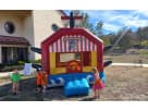 Pirates Adventure Galley bounce house rental in Austin with striped canopy, holds 6-8 kids, ideal for San Marcos birthday parties.