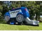 Renta de Police Cruiser brincolín con tobogán en Austin — ideal para fiestas en Pflugerville con diseño azul y blanco.
