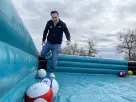 Giant billiard pool table soccer interactive rental in Austin with dual-sport gameplay, ideal for Round Rock backyard parties.