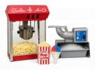 Red and silver popcorn and snow cone machine rental in Dallas with supplies for 50 guests, ideal for Irving birthday parties.