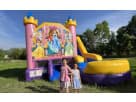 Disney Princess 6in1 bounce house with dual slides available for rental in Houston, perfect for birthday parties with kids ages 3