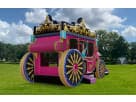 Princess Carriage bounce house rental in Houston with slide, ideal for Katy birthday parties and kids' outdoor fun.