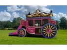 Princess Carriage bounce house rental in Houston with slide, ideal for Sugar Land birthday parties and kids' outdoor events.