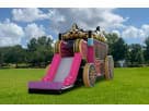Princess Carriage bounce house rental in Houston with dual slides, ideal for Conroe birthday parties and kids' outdoor events.