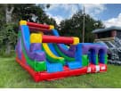 Retro Radical obstacle course with dual slides and climbing wall rental in Austin, perfect for Georgetown birthday parties