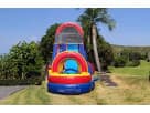 20ft Rainbow Screamer water slide rental in Austin with dual lanes—ideal for Buda parties and backyard water fun.