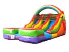Rainbow kids double slide rental in Houston with wet or dry play—ideal for Spring parties.