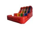 Rainbow wet or dry slide rental in Houston with three racing lanes, ideal for Spring parties.
