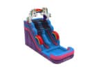Rainbow unicorn water slide rental in Houston with wet or dry functionality, popular for The Woodlands birthday parties.