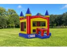 Perfect for Austin birthday parties, this colorful castle bounce house rental features a 13x13 jumping arena with basketball hoop.