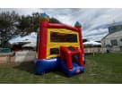 15x15 red bouncy castle with dual towers and slide available for rental in Austin, perfect for Pflugerville events.