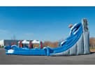 Perfect for summer parties in Houston, this 60ft Niagara Falls water slide rental features dual lanes with splash pool and cloud