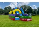 34ft Retro Combo water slide rental in Dallas with colorful inflatable sections and slip feature, ideal for Grand Prairie parties.