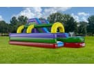 Perfect for Houston parties, this 34ft retro water slide rental features vibrant purple, blue, green, and red sections