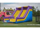 Circus-themed bounce house rental in Austin with dual slides, perfect for Cedar Park birthday parties and backyard events.