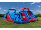 140ft U-Turn Rugged Warriors obstacle course rental in Austin with multiple slides and climbing walls — ideal for Georgetown