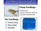 Bolsas de arena pesadas reutilizables para renta en Houston — comparación con bolsas baratas dañadas, ideales para asegurar