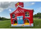 School House & Bus obstacle course rental in Austin with interactive features, ideal for San Marcos birthday parties.