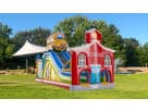 School house and bus obstacle course rental in Austin, ideal for kids' parties in Kyle with interactive climbing and slide