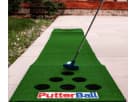 Perfect for Dallas parties, this Putterball Golf Pong Game rental features a green turf mat with multiple holes ideal for outdoor