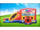 Shimmer and Shine 3in1 obstacle course bounce house rental in Austin with water slide, perfect for Cedar Park birthday parties.