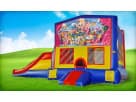 Shopkins 3in1 bounce house with wet or dry slide rental in Dallas—colorful inflatable combo ideal for Plano birthday parties.