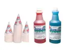 Patriotic snow cone machine with cherry and blue raspberry syrup supplies for 50 servings, ideal for Dallas party rentals.
