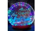 Illuminated inflatable snow globe with Christmas lights rental in Dallas, perfect for holiday parties with LED-lit snowman scene