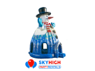 Blue and white snowman bounce house with top hat available for rental in Houston—perfect for Christmas parties in Pasadena.