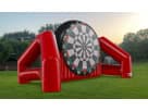 Soccer Darts inflatable game rental in Houston with massive Velcro target, ideal for all ages at outdoor parties in The Woodlands.