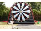 Soccer Darts inflatable game rental in Houston with Velcro target — ideal for all ages at Conroe parties.