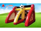 Soccer Fever bounce house rental in Austin combines a slide and basketball hoop for Buda backyard entertainment.