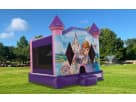 Sofia the First bounce house rental in Austin with purple and pink castle design, ideal for kids 3 and up at Pflugerville parties.