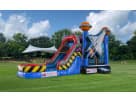 Space Shuttle bounce house rental with dual slides and basketball hoop, ideal for 6-8 kids in Houston parties and The Woodlands