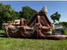 Military-themed obstacle course rental in Dallas with climbing peaks and tunnel sections, perfect for Plano events.