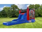 Spider-Man 3in1 bounce house with wet or dry slide rental in Houston, ideal for The Woodlands backyard parties with 6-kid