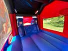 6-kid capacity Spider-Man bounce house rental in Houston with wet or dry slide, ideal for Pasadena parties.