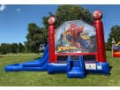 Perfect for Katy birthday parties, this Spider-Man bounce house rental in Houston features a wet or dry slide combo that holds up