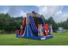Perfect for Buda birthday parties, this 50ft Spider-Man water slide rental in Austin features dual slides and castle towers
