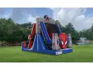 Perfect for Sugar Land birthday parties, this 50ft Spider-Man water slide rental in Houston features dual slides and castle