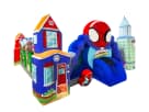 Perfect for Pflugerville toddlers, this Spider-Man obstacle course rental in Austin holds 8 kids with climbing, sliding