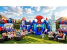 Spider-Man toddler obstacle course rental in Austin with character pop-ups and climbing tower, ideal for Cedar Park birthday
