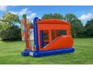 SpongeBob 5in1 bounce house rental in Houston with wet or dry slide, holds up to 8 kids—ideal for Kingwood birthday parties.