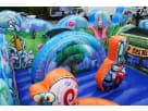 Toddler Spongebob obstacle course rental in Dallas with colorful inflatable design, ideal for Irving birthday parties.