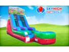 SpongeBob wet and dry slide rental in Dallas—15ft colorful water slide with dual lanes, ideal for Frisco backyard parties.
