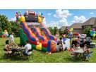 Perfect for Kingwood parties, this colorful sports-themed water slide rental in Houston features an 18ft wet or dry slide