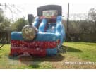 Thomas the Tank Engine wet and dry water slide rental in Austin—18ft inflatable slide perfect for backyard parties in Georgetown.