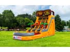 Tropical dual lane water slide rental in Houston with splash pool, ideal for Conroe summer parties and racing fun.