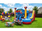 Superman bounce house combo rental in Houston features a water slide, ideal for Pasadena parties.